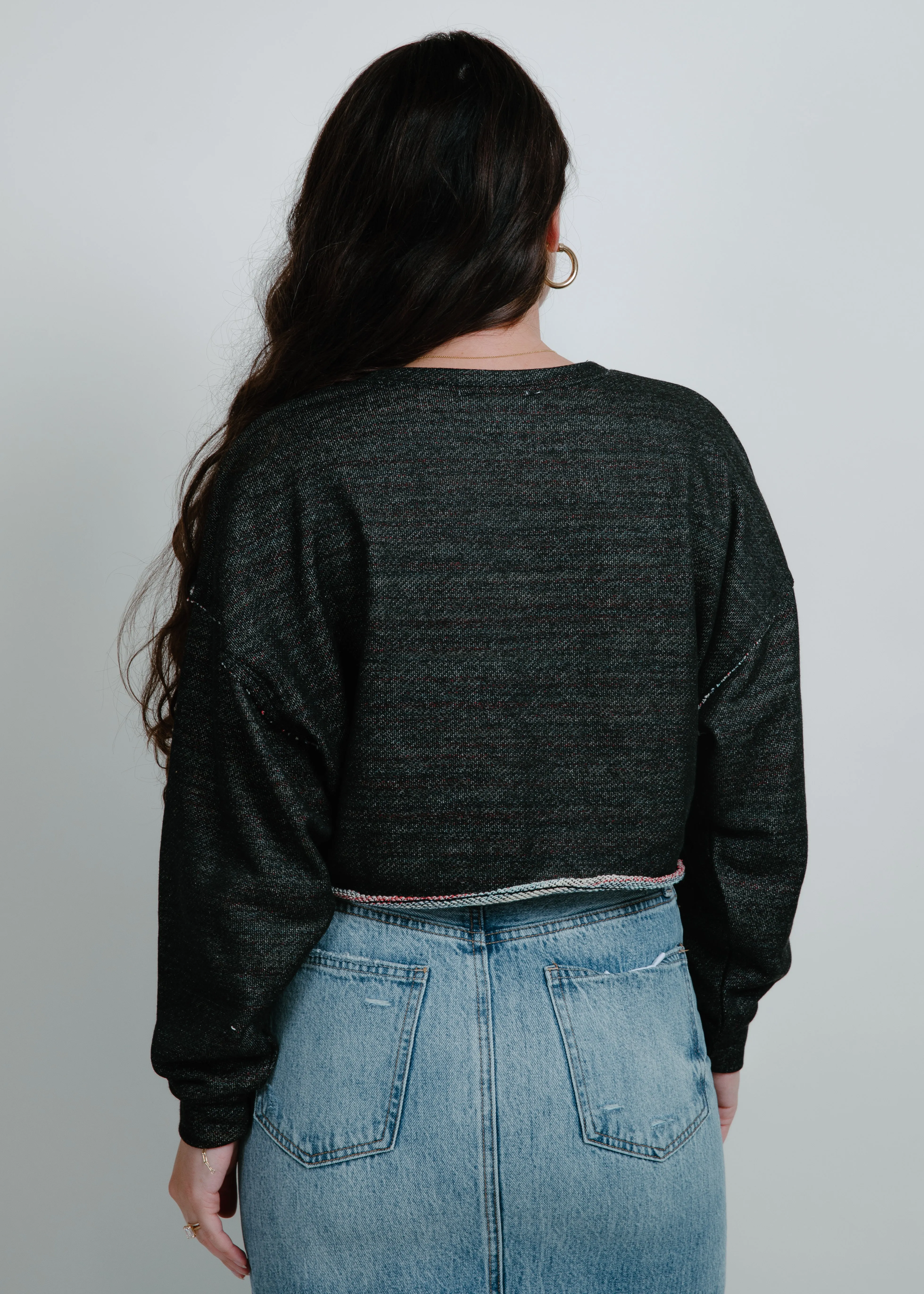 Running Errands Cropped Sweatshirt - Black
