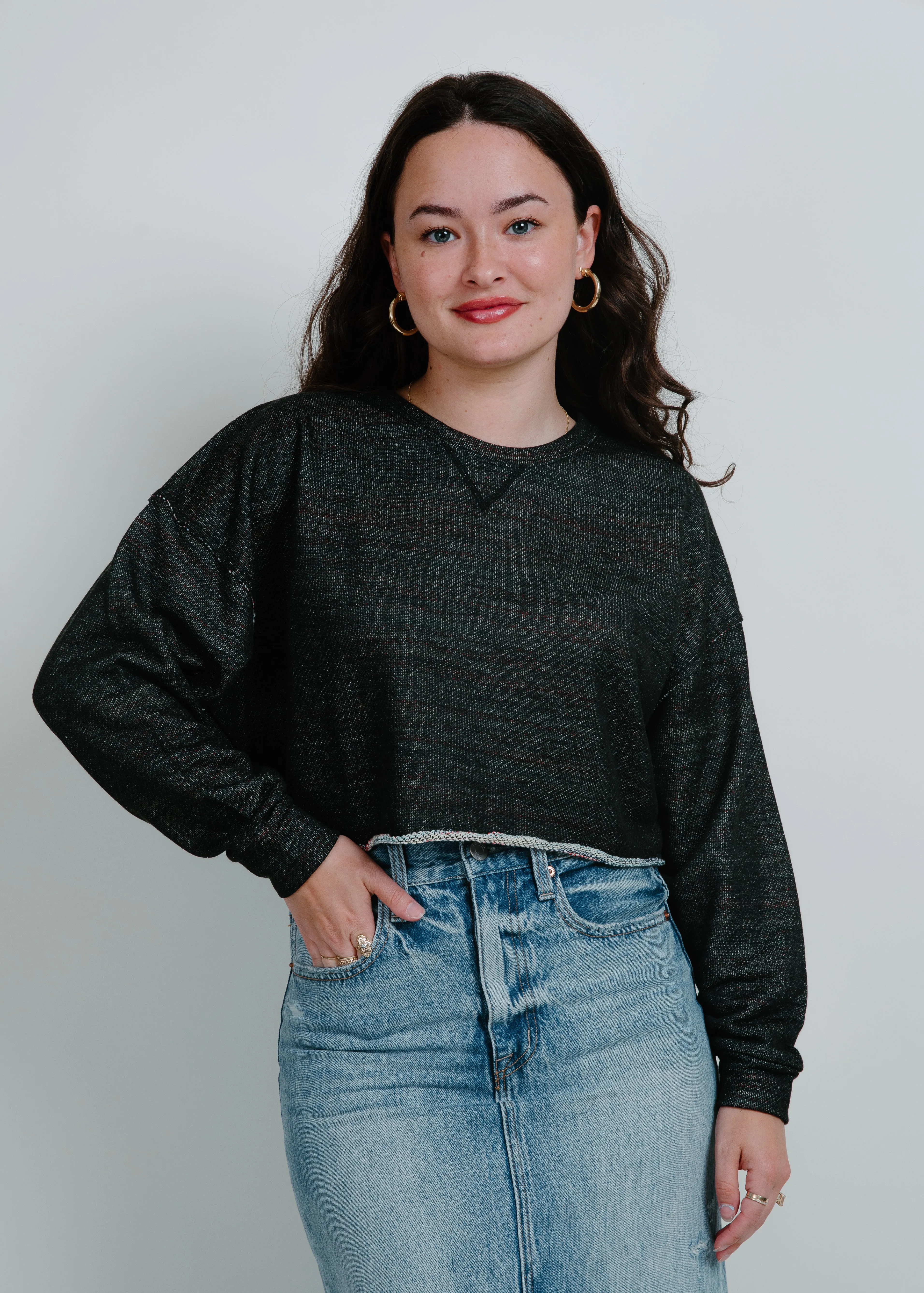 Running Errands Cropped Sweatshirt - Black