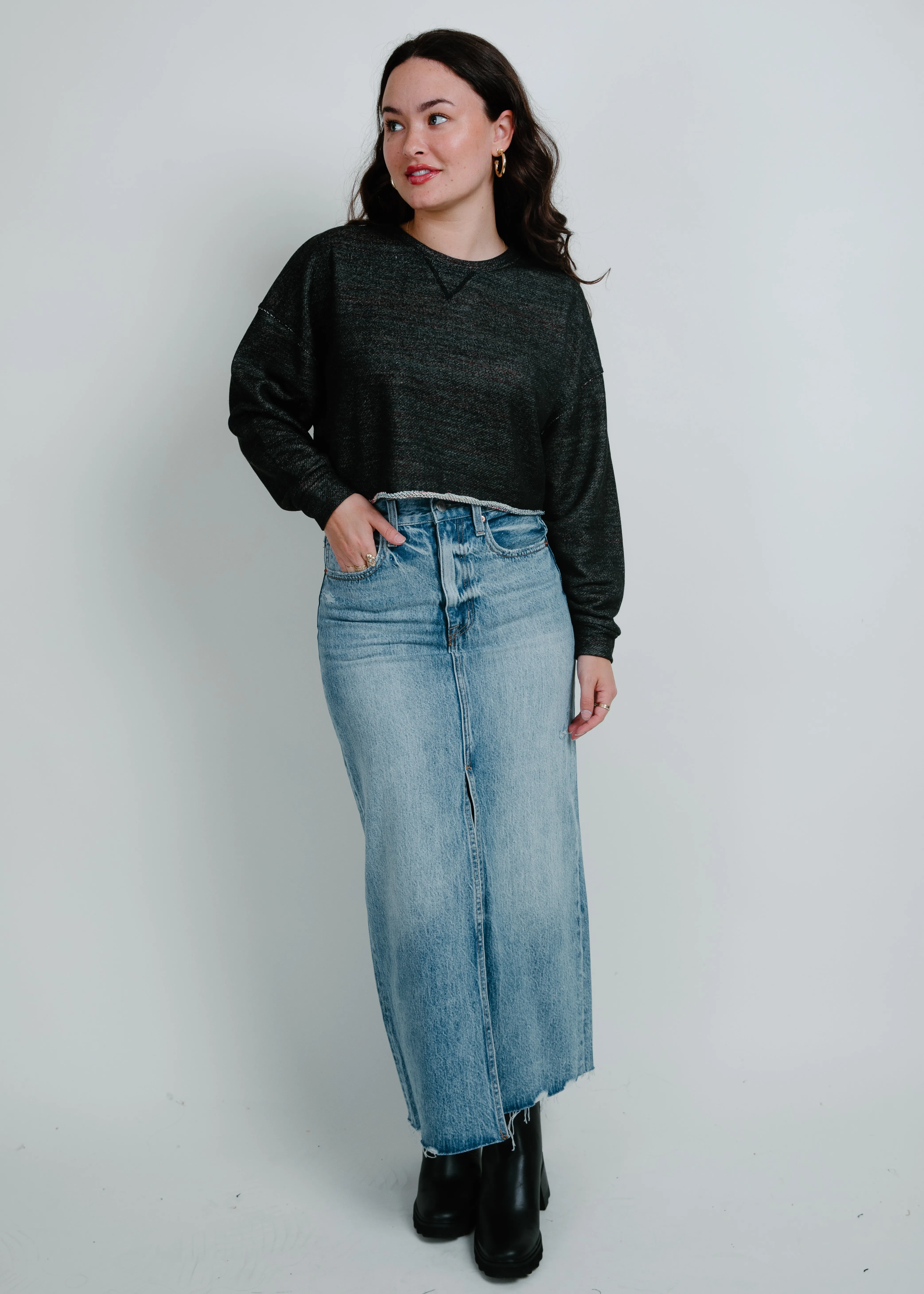 Running Errands Cropped Sweatshirt - Black