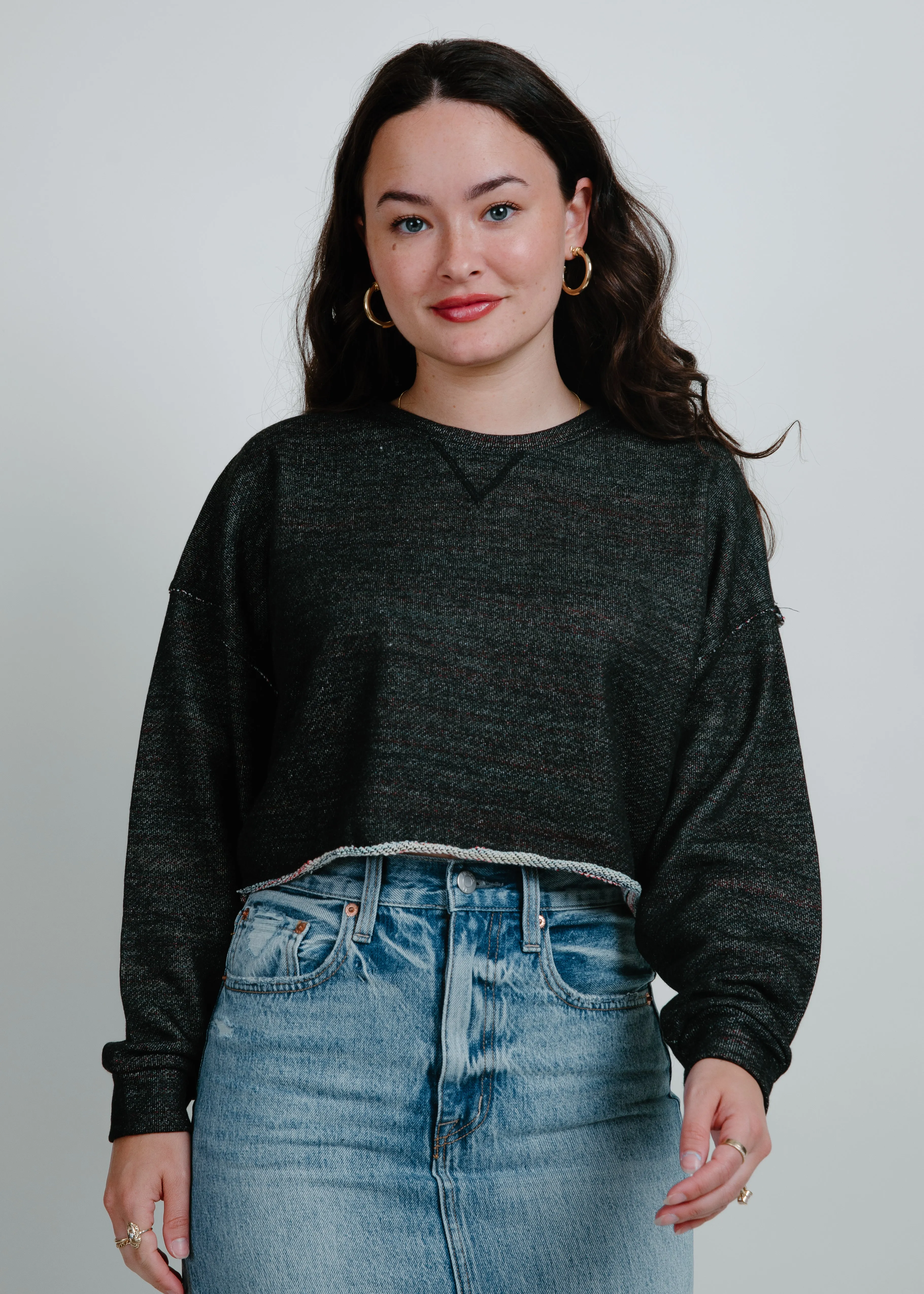 Running Errands Cropped Sweatshirt - Black