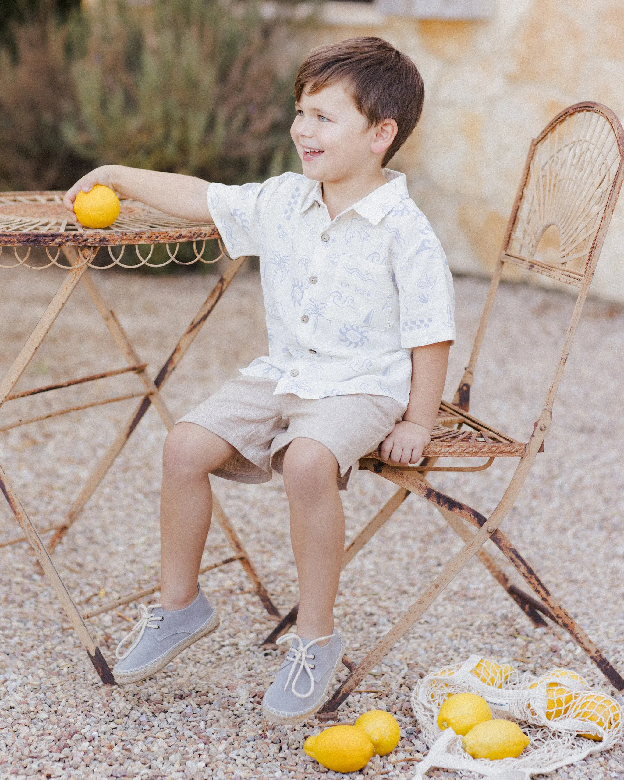 RYLEE   CRU Collared Short Sleeve Shirt || Mediterranean
