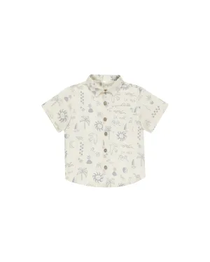 RYLEE   CRU Collared Short Sleeve Shirt || Mediterranean