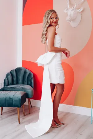 Sadie Bow-Back Mini Dress - White