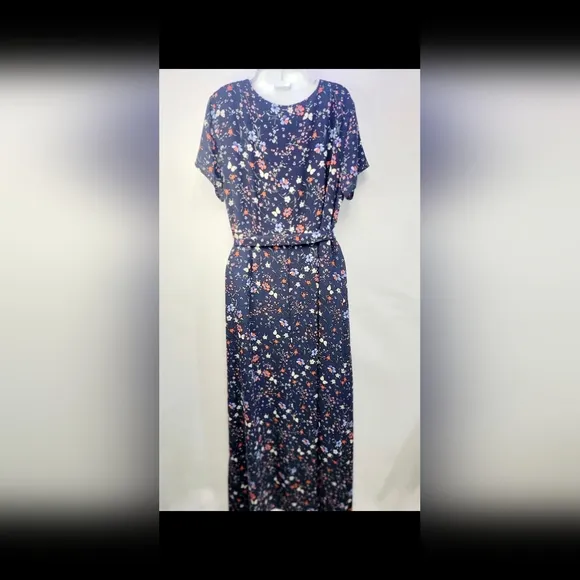 Sanctuary Coco Floral Butterfly Navy A-Line Short Sleeve Maxi Dress Size XL