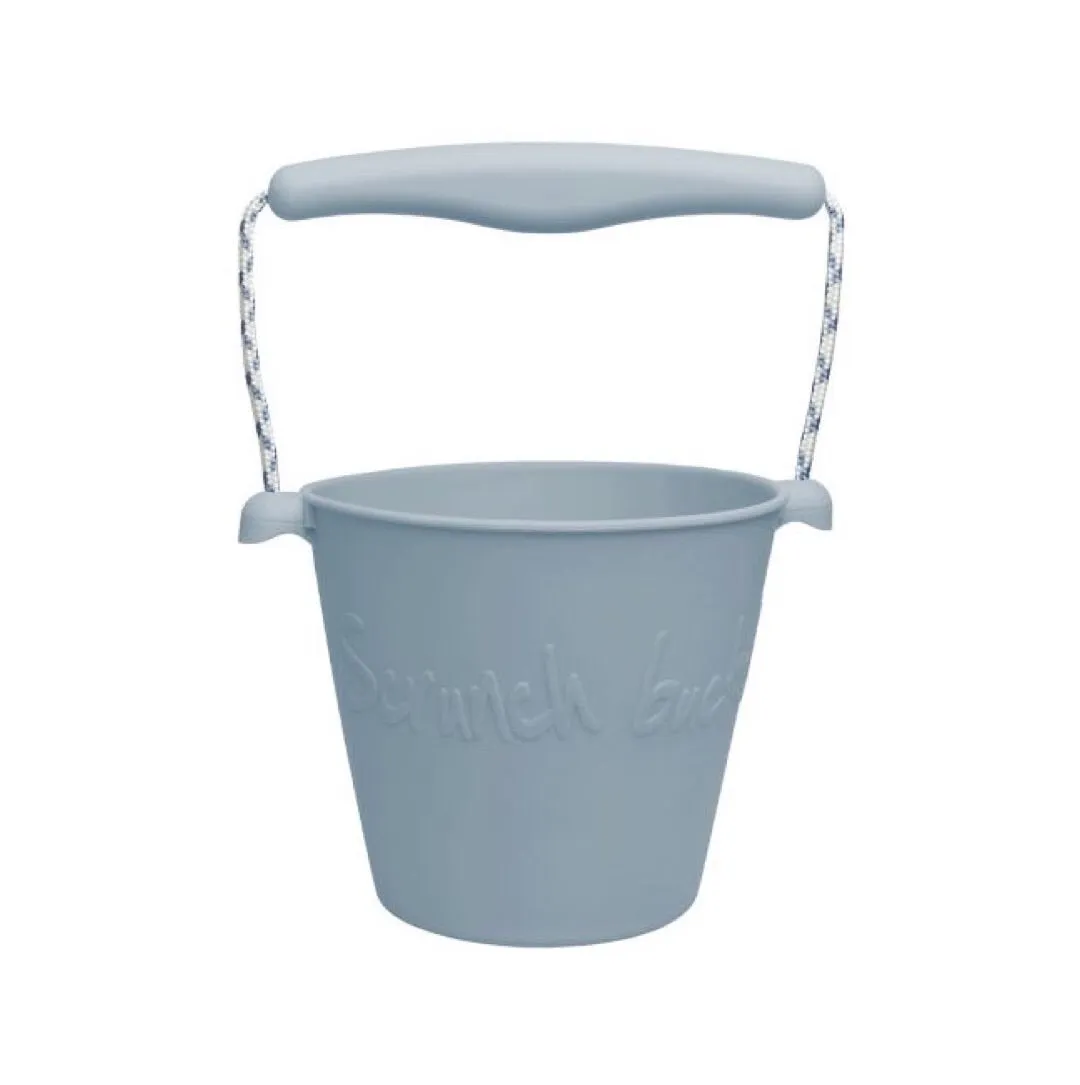 Scrunch Bucket - Seau avec Pelle en Silicone, Bleu acier