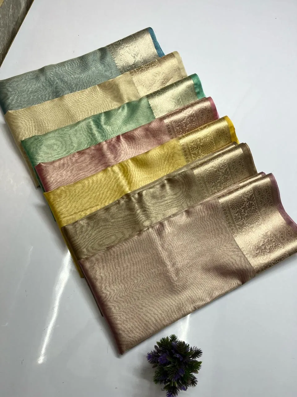 Shimmer Gold Banarasi Soft Tissue Saree