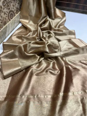 Shimmer Gold Banarasi Soft Tissue Saree