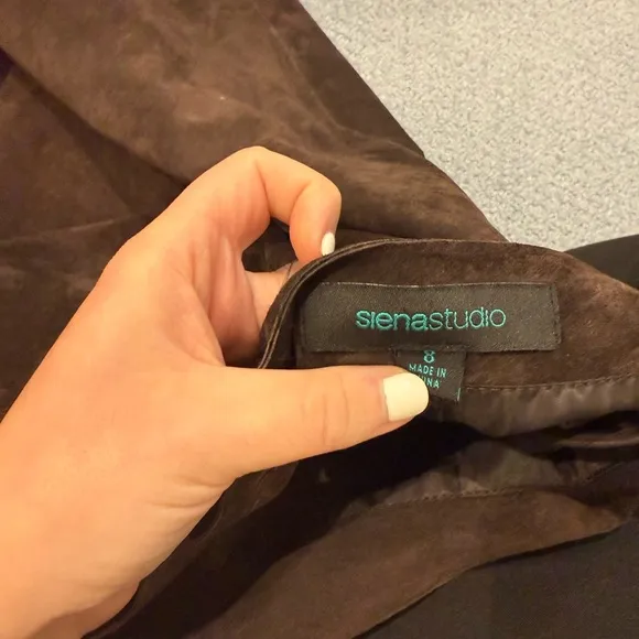 Sienna Studio 100% Leather Suede Brown Mini Skirt Size 8 host pick