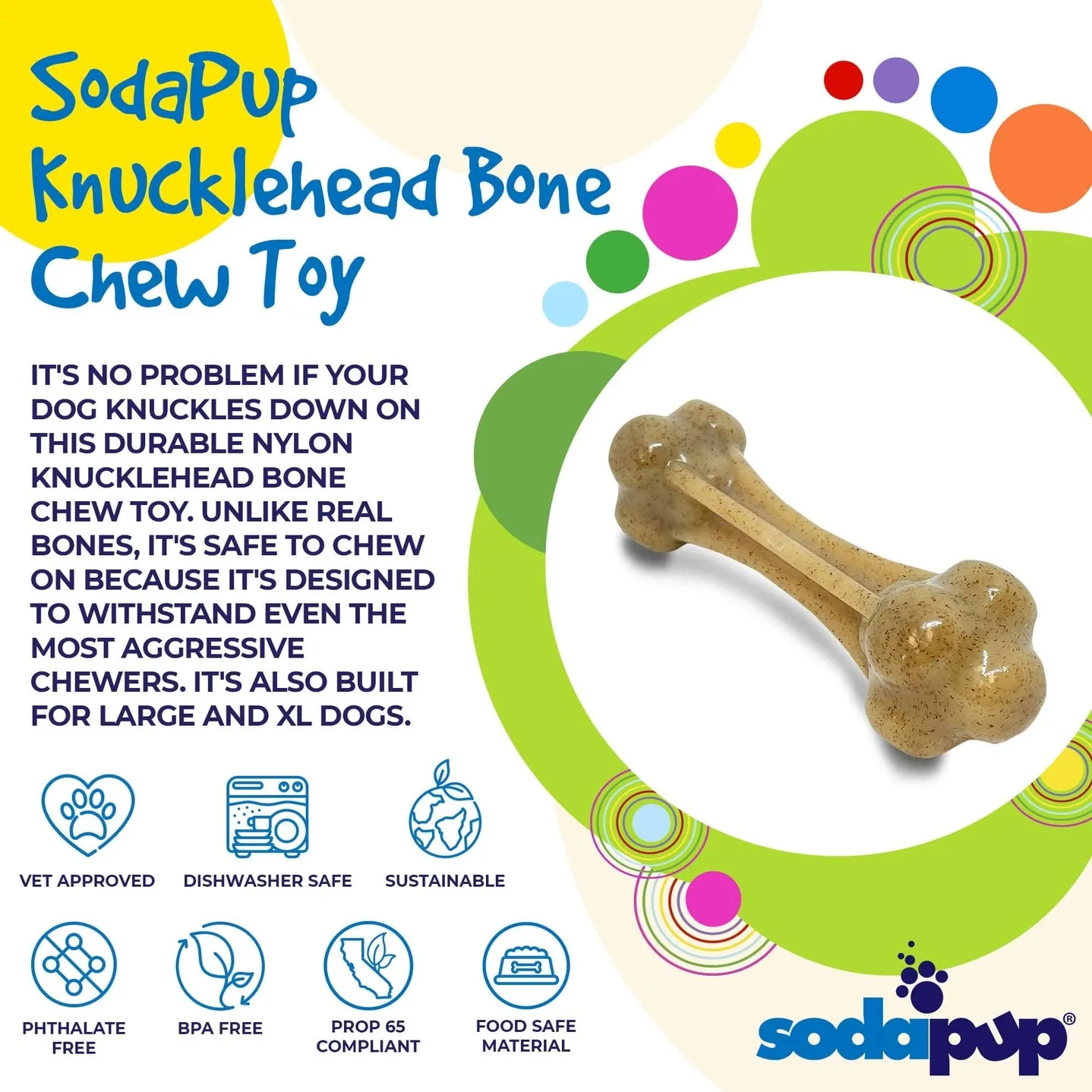 SodaPup Knucklebone Ultra Durable Nylon Dog Chew Bone