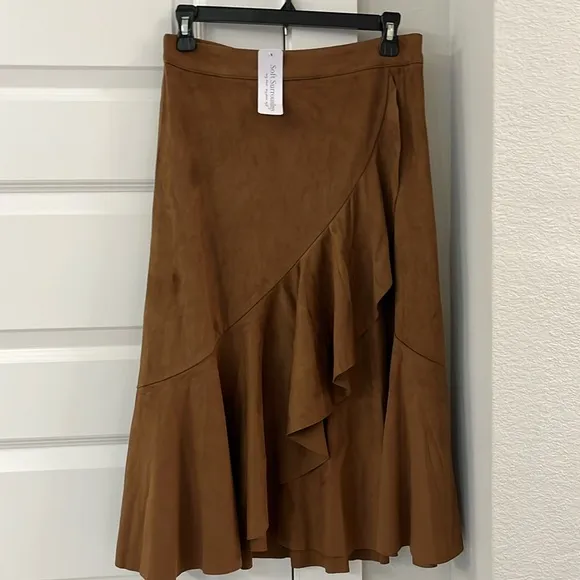 Soft Surrounding Faux Suede midi skirt. Petite.