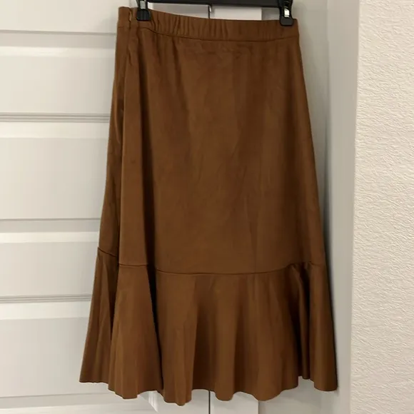 Soft Surrounding Faux Suede midi skirt. Petite.