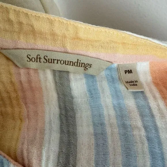 SOFT SURROUNDINGS dress | Laguna Gauze Dress | stripe | Medium petite | new