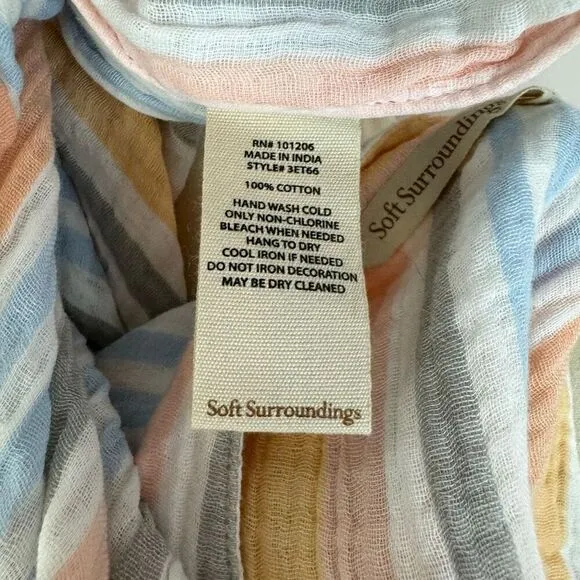 SOFT SURROUNDINGS dress | Laguna Gauze Dress | stripe | Medium petite | new