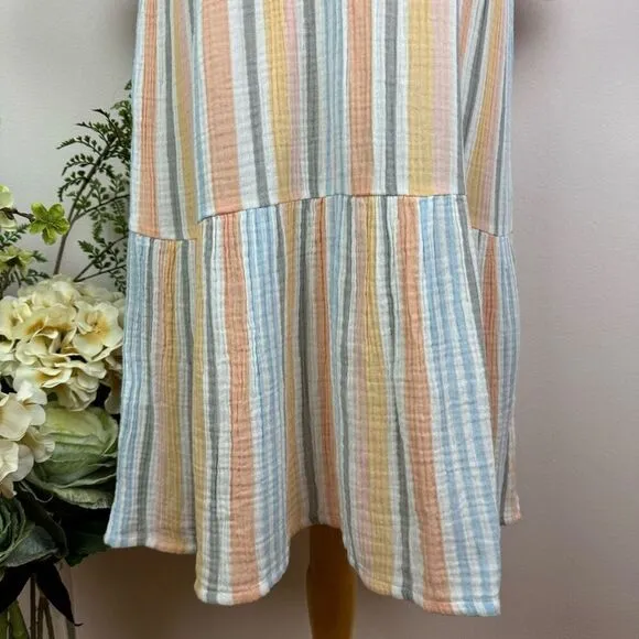 SOFT SURROUNDINGS dress | Laguna Gauze Dress | stripe | Medium petite | new