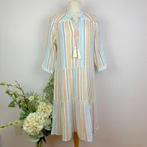 SOFT SURROUNDINGS dress | Laguna Gauze Dress | stripe | Medium petite | new