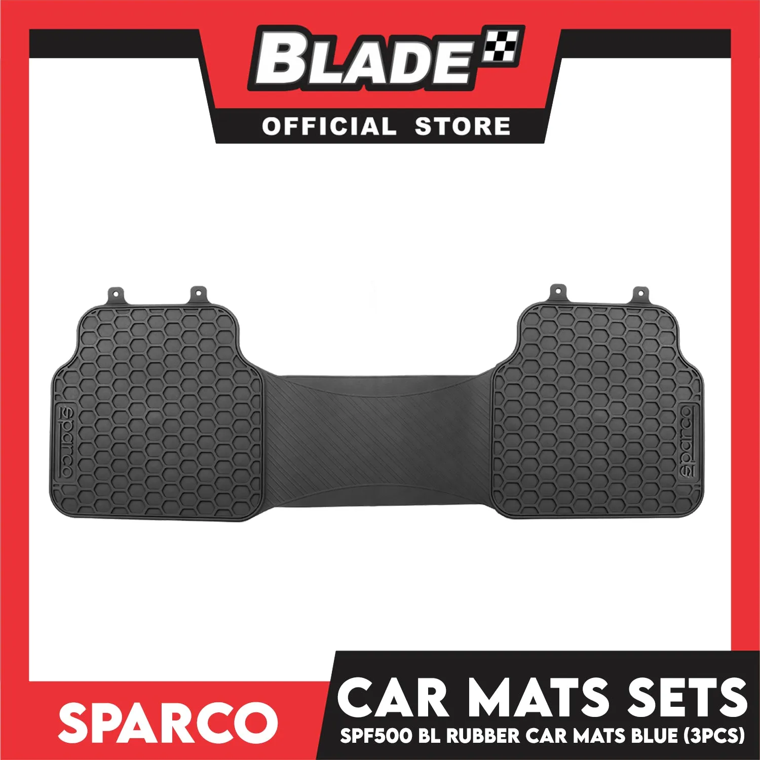 Sparco Corsa Car Mats Set of 3pcs Universal And Quick Installation SPF500BL (Black with Blue) Rubber And Durable