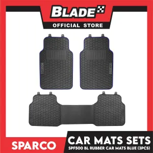 Sparco Corsa Car Mats Set of 3pcs Universal And Quick Installation SPF500BL (Black with Blue) Rubber And Durable