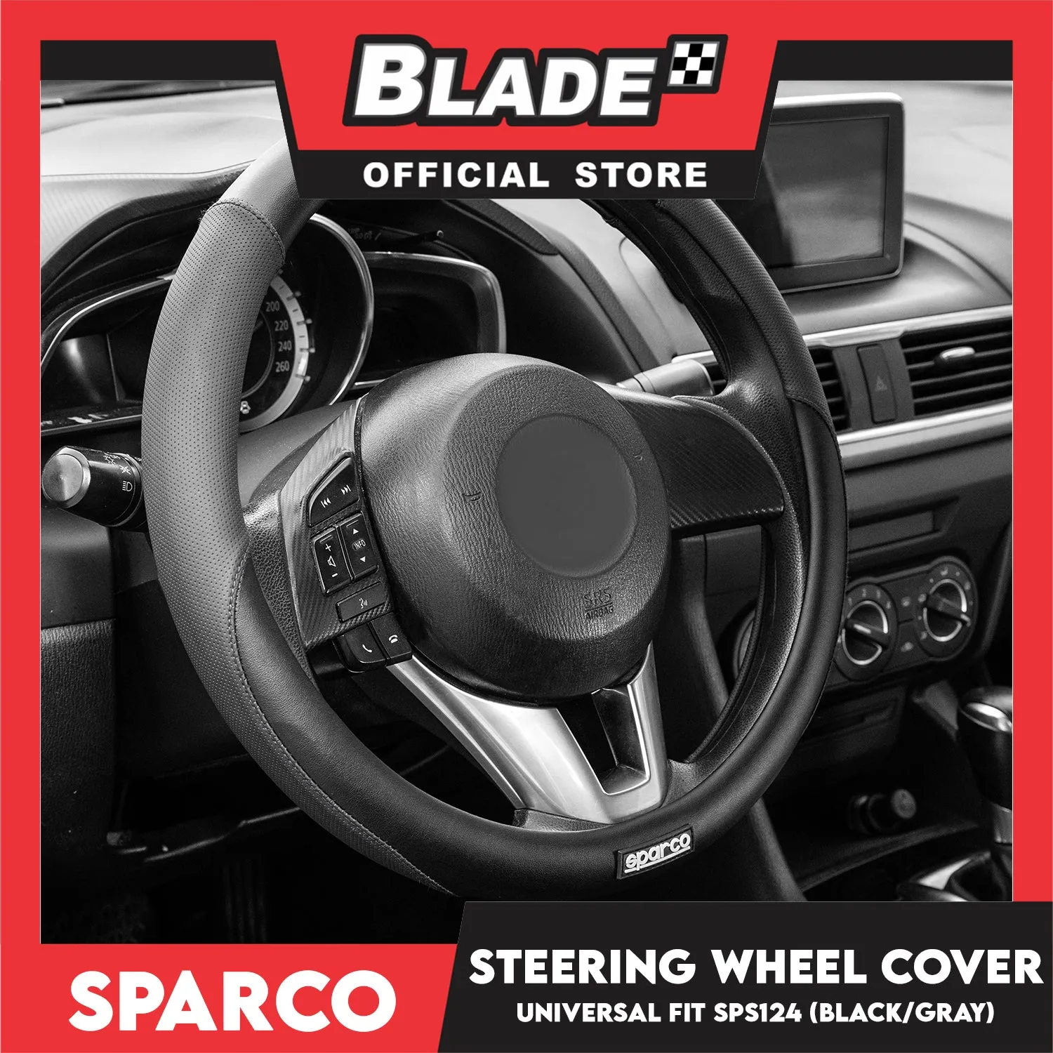 Sparco Corsa Steering Wheel Cover SPS124 (Black With Gray)