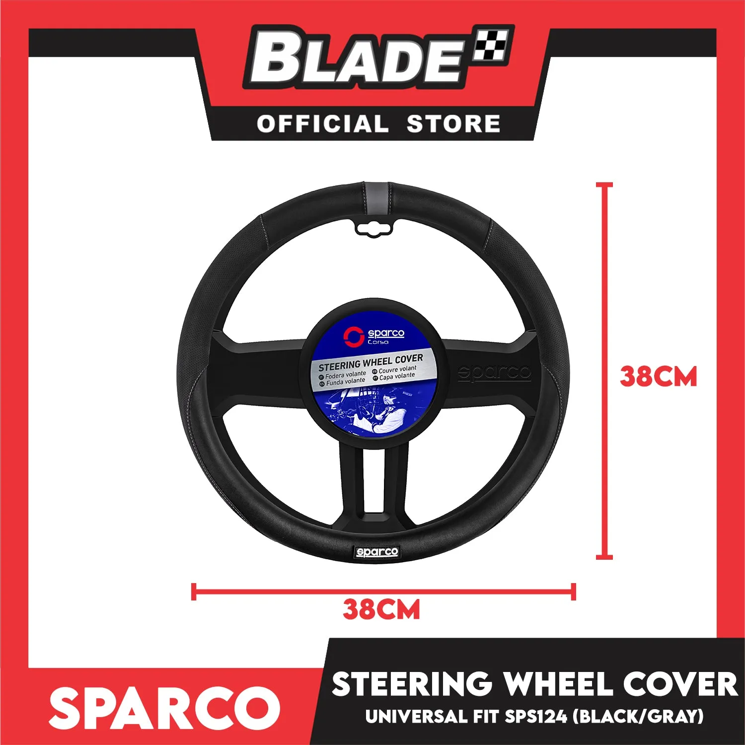 Sparco Corsa Steering Wheel Cover SPS124 (Black With Gray)