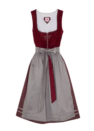 Spieth & Wensky Long Dirndl 2pcs. 70cm "Beatrice"  red grey (50)