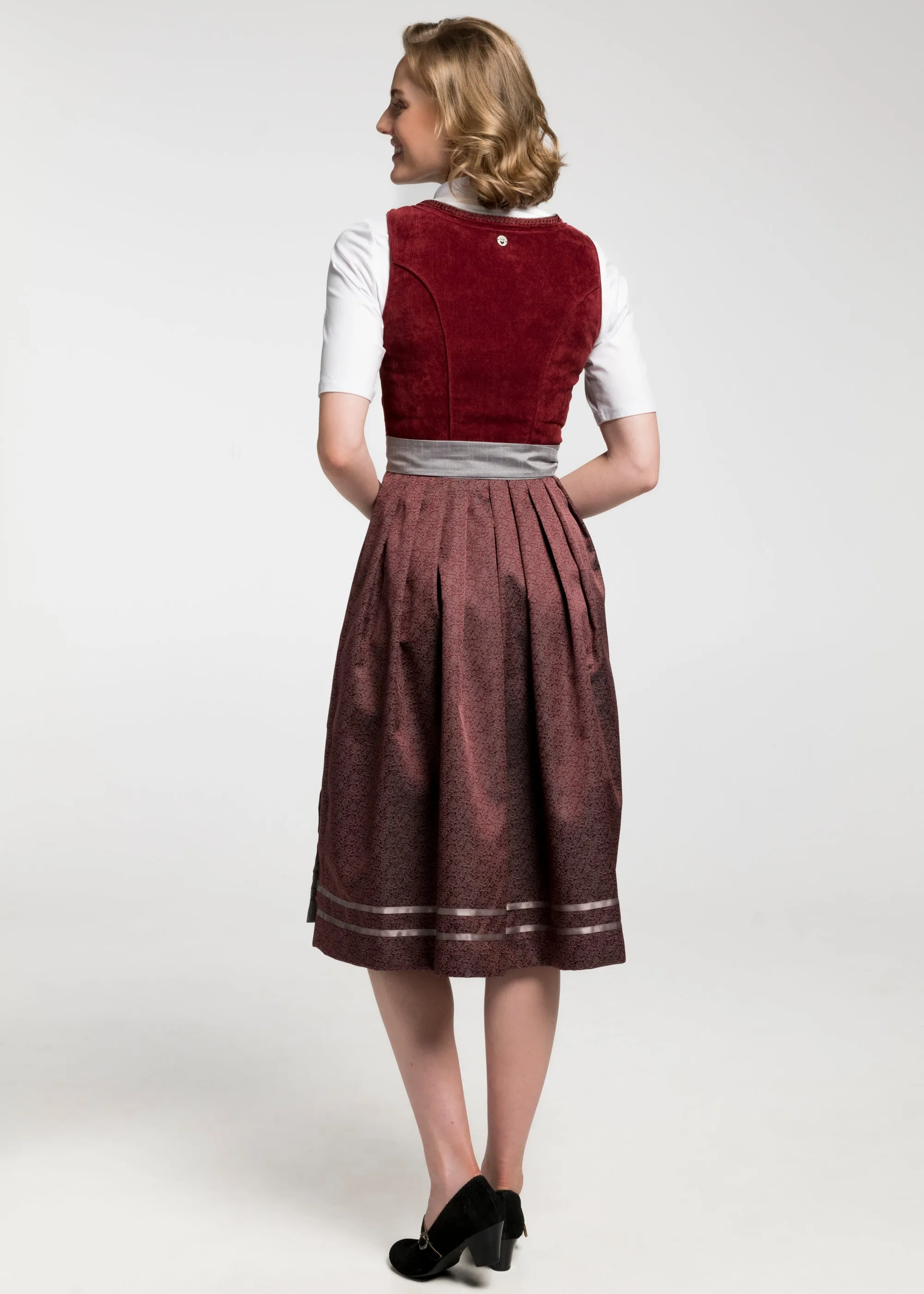 Spieth & Wensky Long Dirndl 2pcs. 70cm "Beatrice"  red grey (50)
