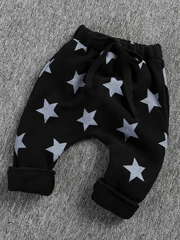 Star Print Black Boys/ Girls Jogger Bottoms