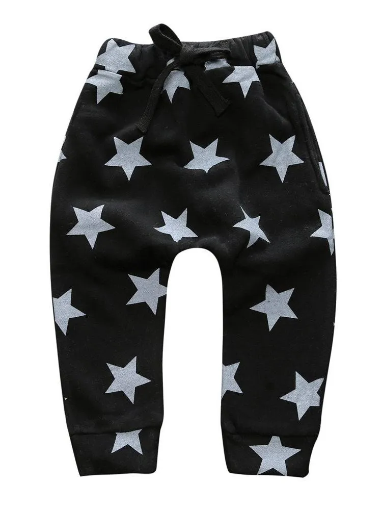 Star Print Black Boys/ Girls Jogger Bottoms