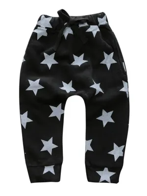 Star Print Black Boys/ Girls Jogger Bottoms
