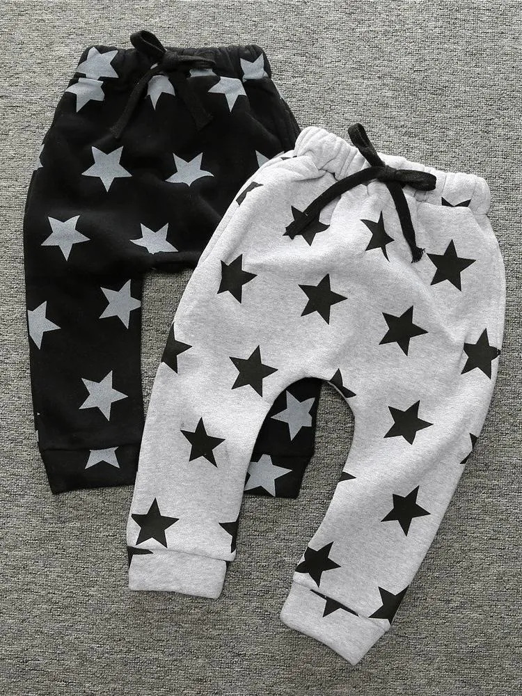 Star Print Black Boys/ Girls Jogger Bottoms
