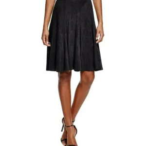 Tahari Selina Women's Faux Suede A-line NEW Skirt Black Size 10