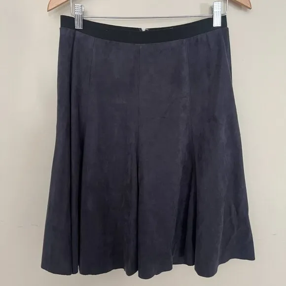 Tahari Selina Women's Faux Suede A-line NEW Skirt Black Size 10