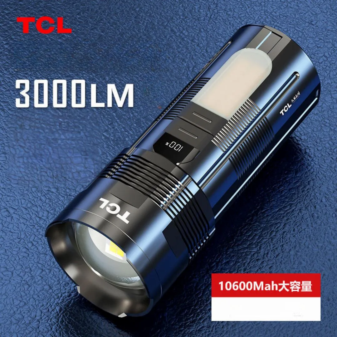 TCL Strong Light Flashlight 3000 LUMENS 10600mah Torch