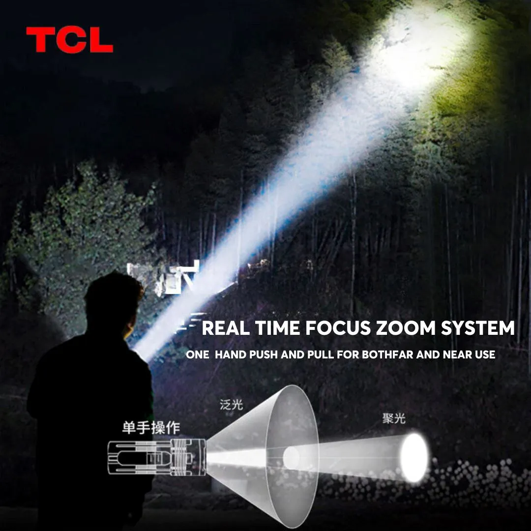 TCL Strong Light Flashlight 3000 LUMENS 10600mah Torch