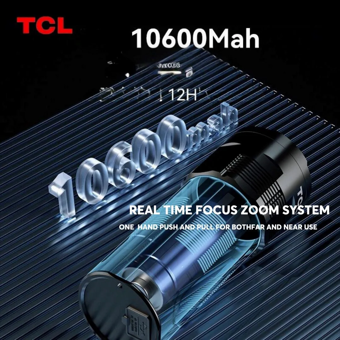 TCL Strong Light Flashlight 3000 LUMENS 10600mah Torch