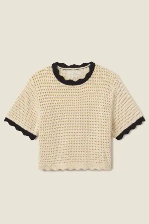 Trovata Jules Sweater T-Shirt Antique White with Black Trim