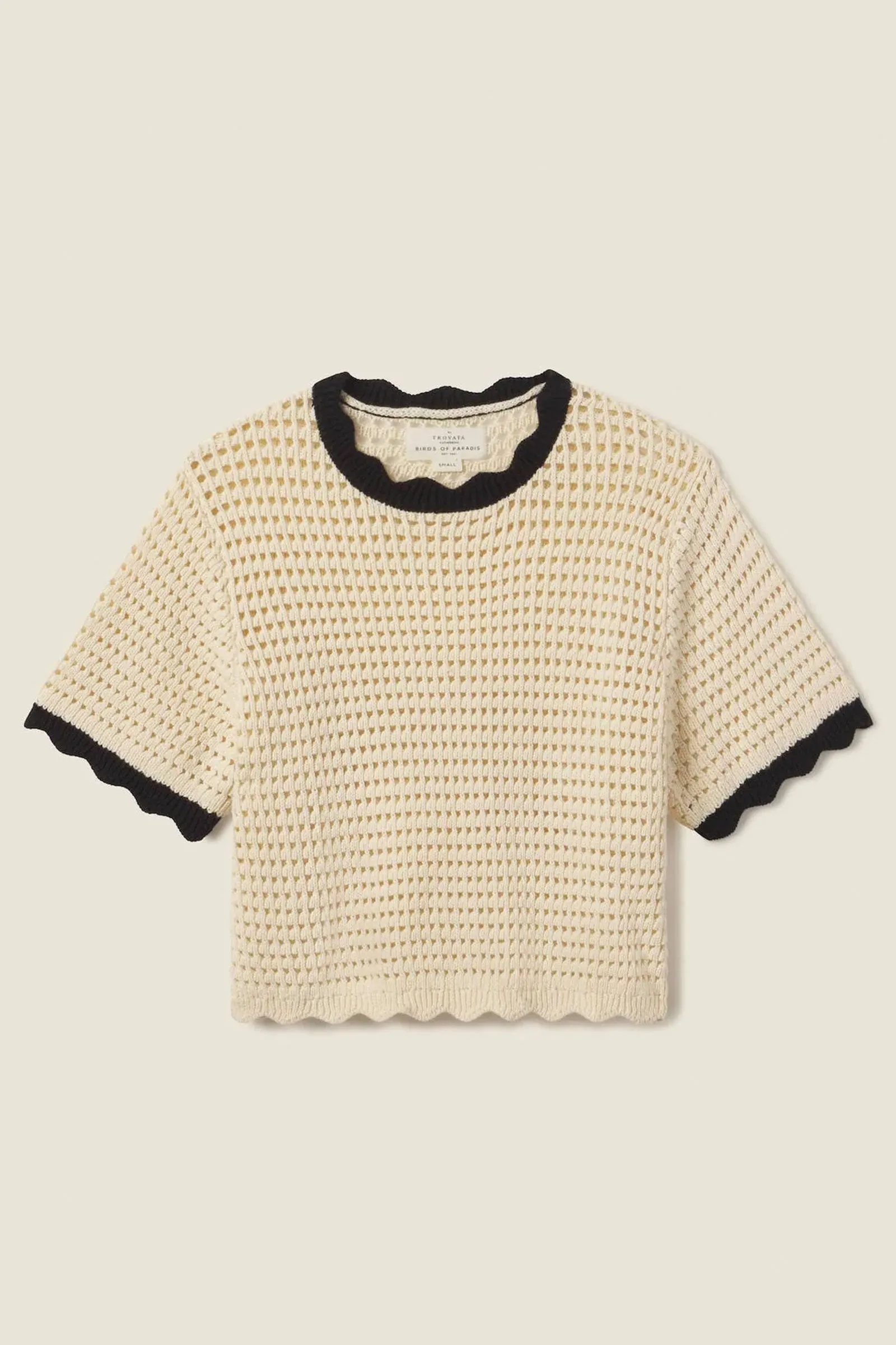 Trovata Jules Sweater T-Shirt Antique White with Black Trim