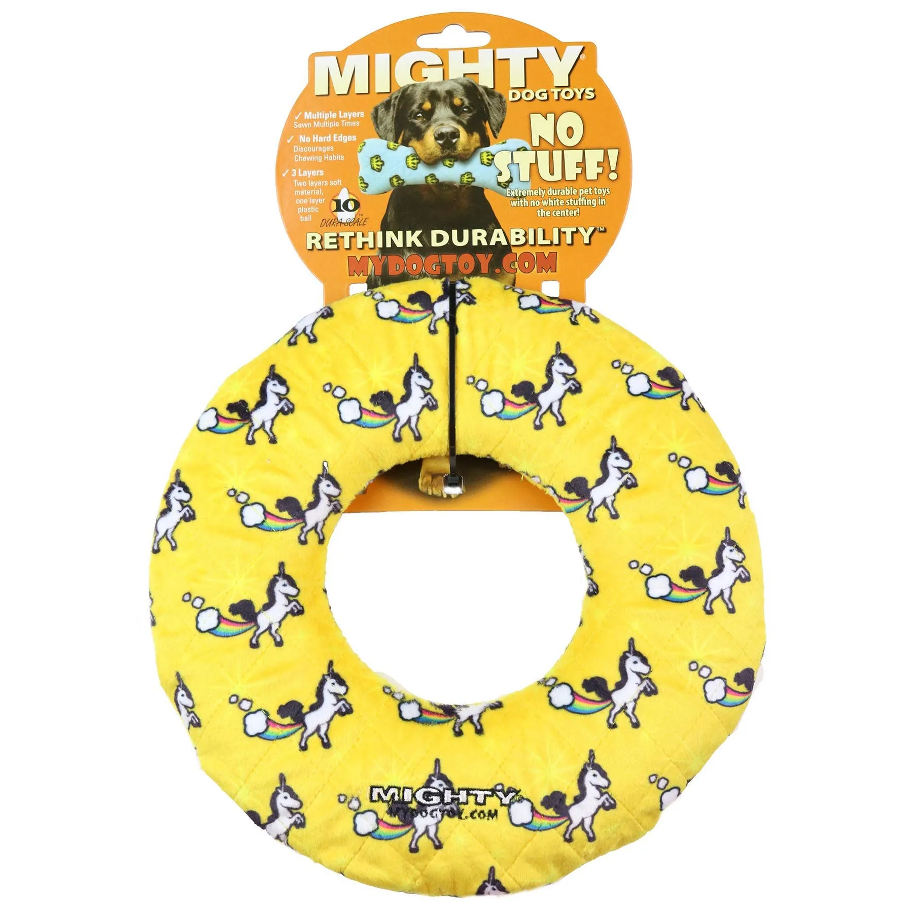 Tuffy Dog Toys - VIP Products - Mighty Ring - Unicorn, Durable, Squeaky Dog Toy, No Stuffing