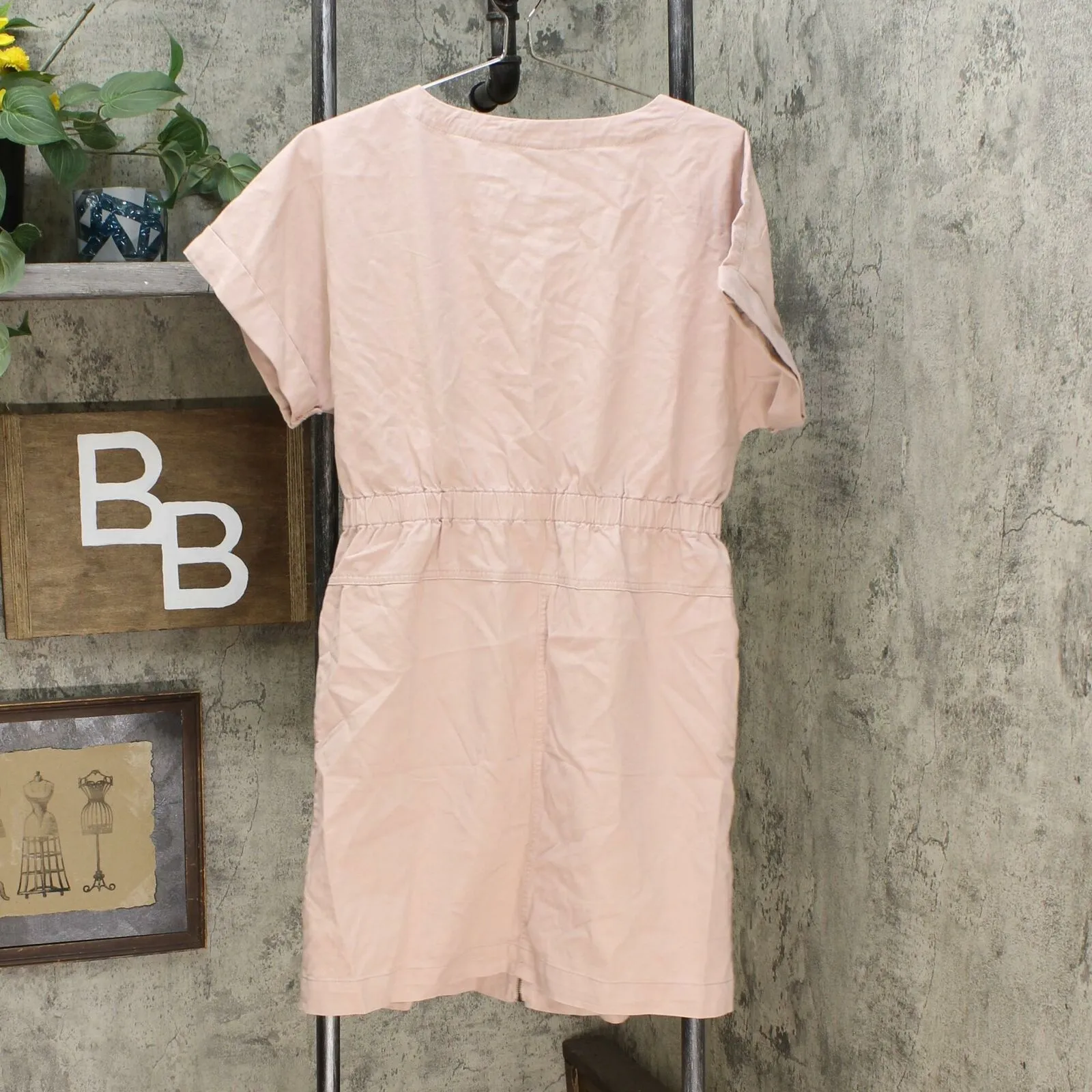 Universal Thread Women's Short Sleeve Zip Up Elastic Waist Dress