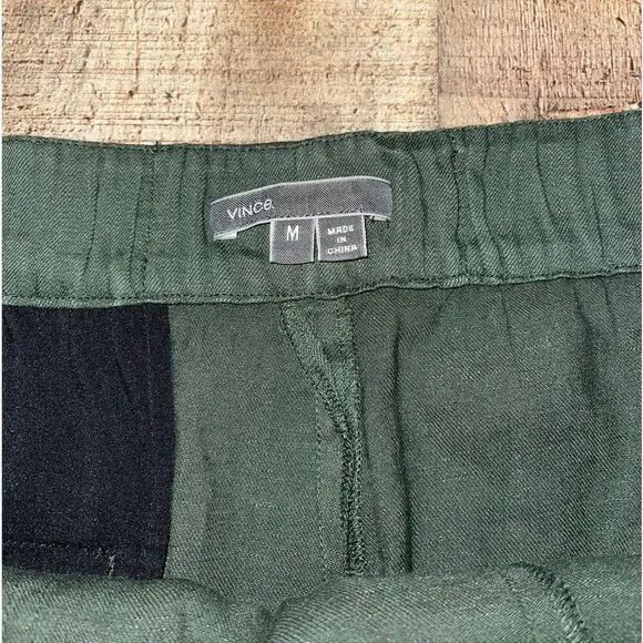 Vince belted green linen shorts