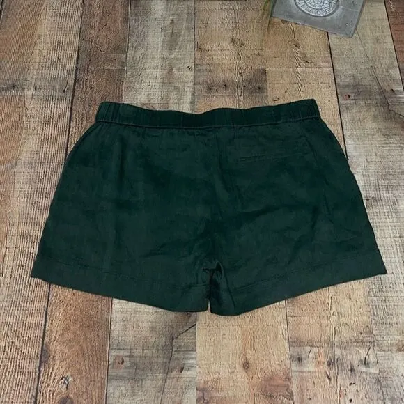 Vince belted green linen shorts