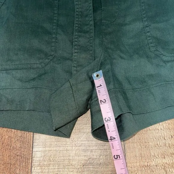 Vince belted green linen shorts