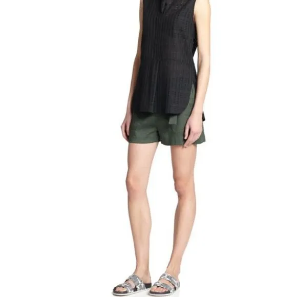 Vince belted green linen shorts