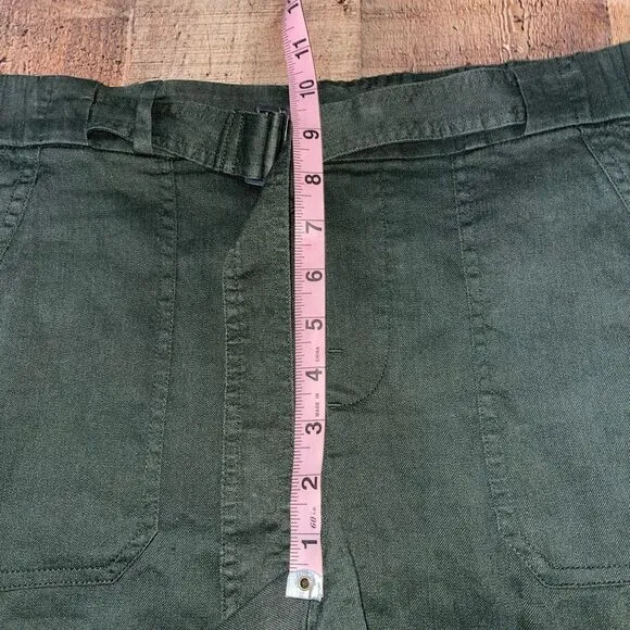 Vince belted green linen shorts
