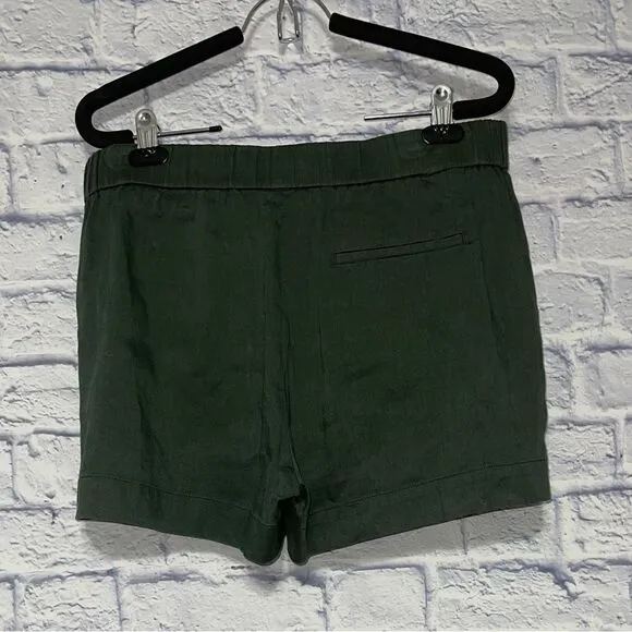 Vince belted green linen shorts