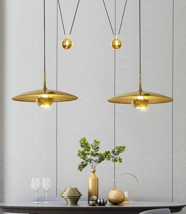 Vintage Counterweight Adjustable Pendant Light Pulley