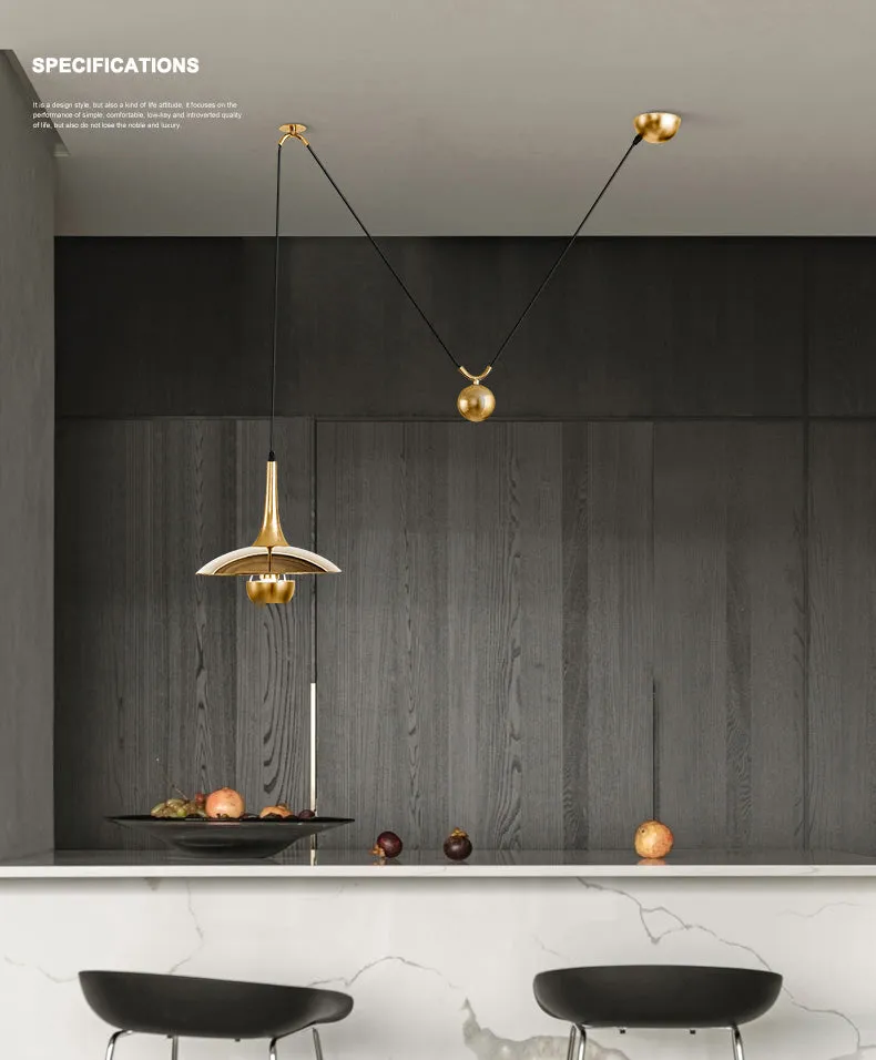 Vintage Counterweight Adjustable Pendant Light Pulley