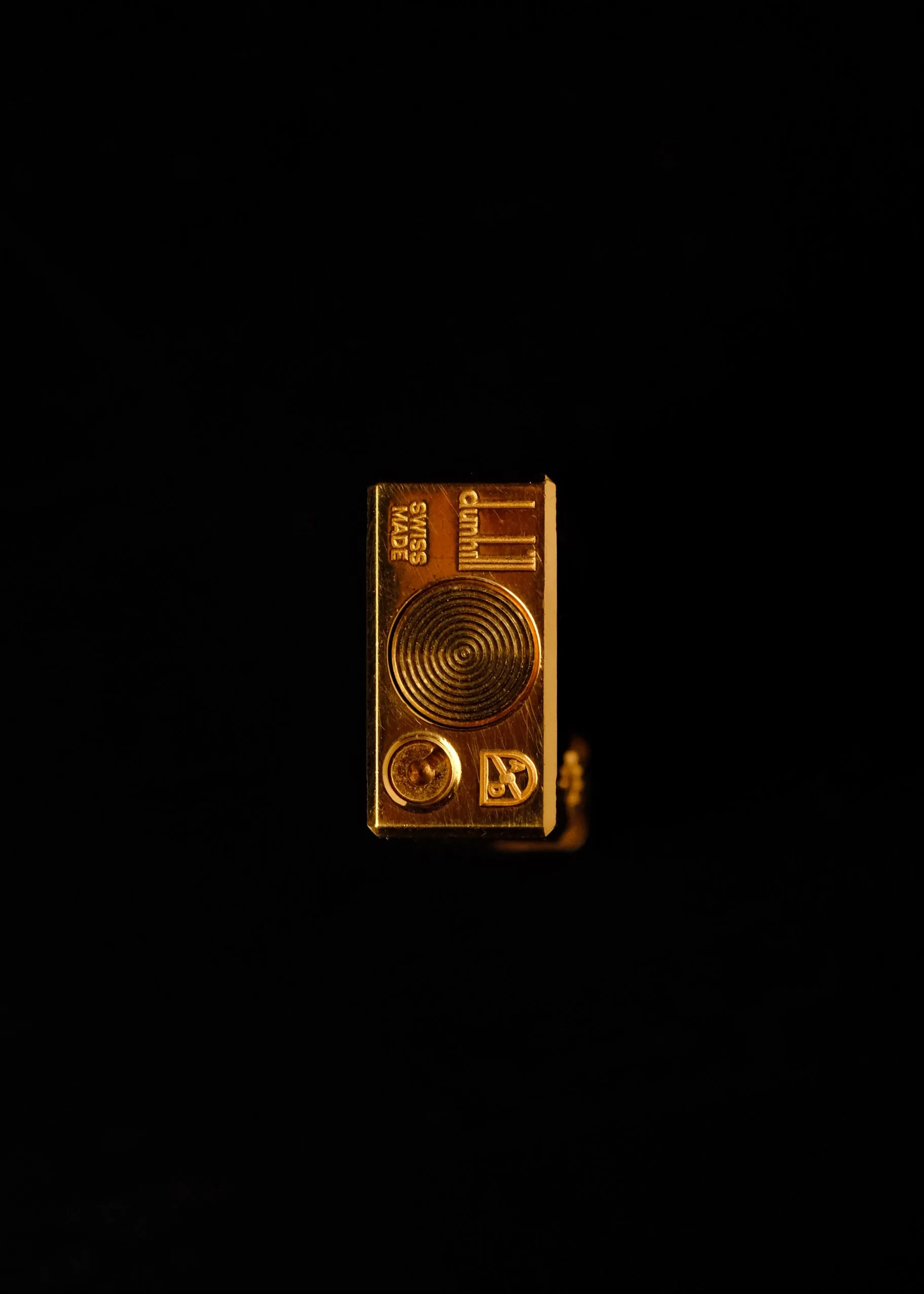 Vintage Mint Dunhill Gold & Black Enamel Rollagas Lighter w/Box
