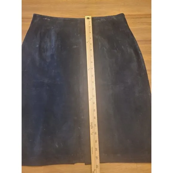 VTG 80s Jacqueline Ferrar Leather Pencil Skirt Sz 12 Black Suede Cowgirl Glam