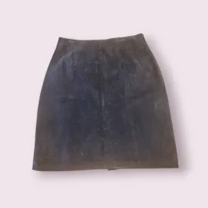 VTG 80s Jacqueline Ferrar Leather Pencil Skirt Sz 12 Black Suede Cowgirl Glam