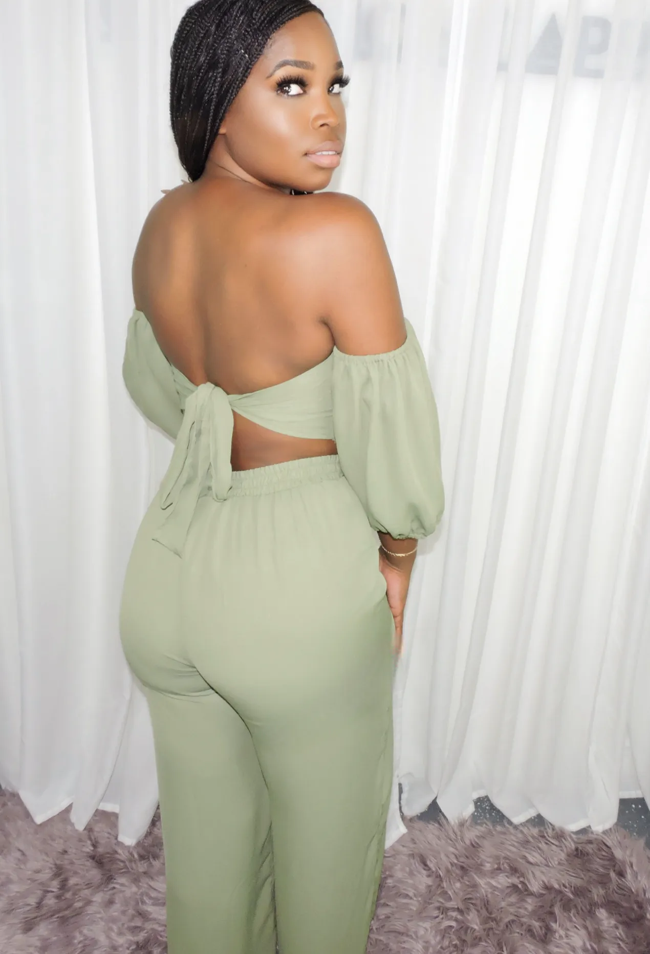 Women's 2PC Top & Pants Front slit set